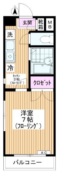 アークヒルズ常盤台(1K/4階)の間取り写真