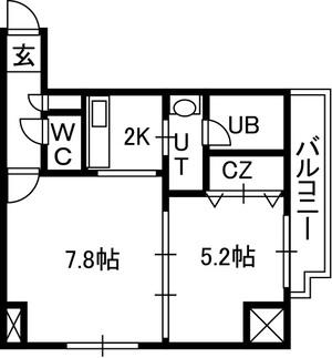 ISグランデ札幌(1LDK/8階)の間取り写真