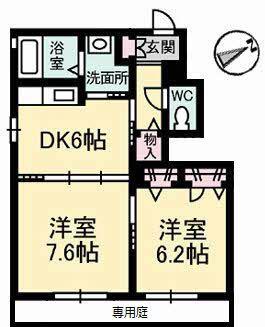 シャーメゾンK(2DK/1階)の間取り写真