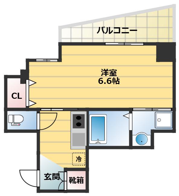 グルーブ神戸元町アリア(1K/2階)の間取り写真