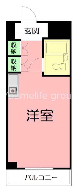 ベルフラワーハイツ伊勢原(ワンルーム/6階)の間取り写真