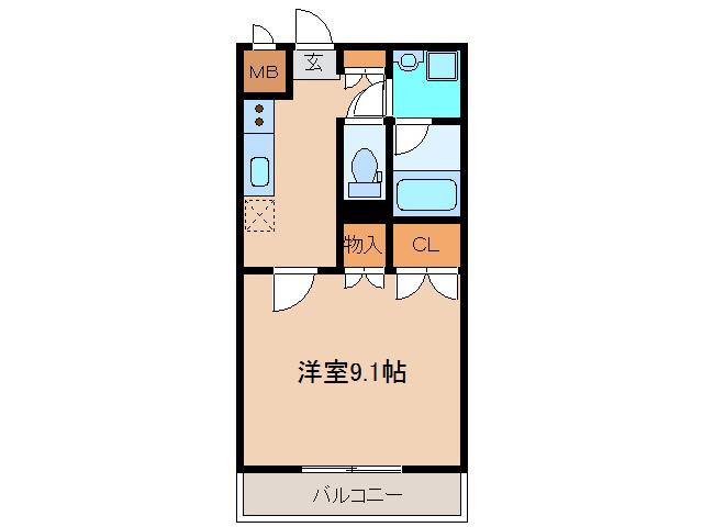 CASA VERDE(1K/1階)の間取り写真
