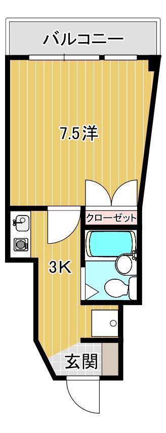 ツインパレス(1K/4階)の間取り写真
