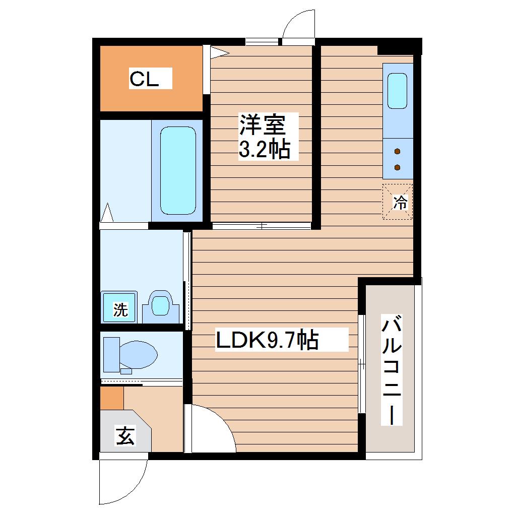 グランキオ薬師堂(1LDK/2階)の間取り写真
