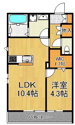 JADE GATE(1LDK/2階)の間取り写真