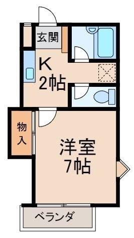 メゾンゆみね(1K/2階)の間取り写真