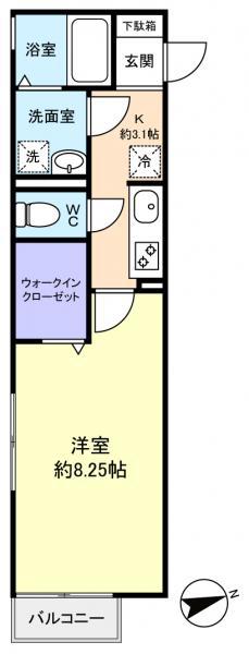 K′SシャンブルVII(1K/2階)の間取り写真