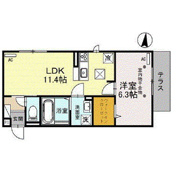 GLORY DAYS大宮(1LDK/1階)の間取り写真