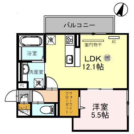 アグレイド北桜塚(1LDK/2階)の間取り写真