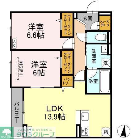 D PAINA 子母口 II(2LDK/3階)の間取り写真