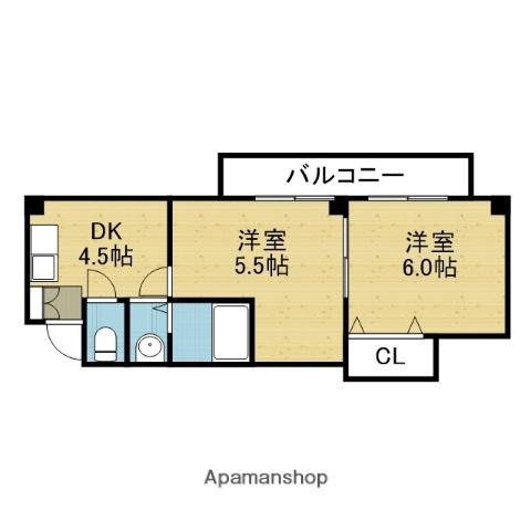 ワイズコンフォート(2DK/2階)の間取り写真