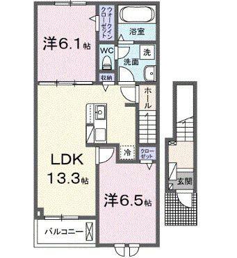 セレノ松並(2LDK/2階)の間取り写真