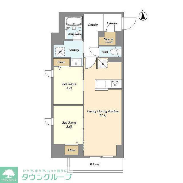 ドゥーエ尾久(2LDK/4階)の間取り写真
