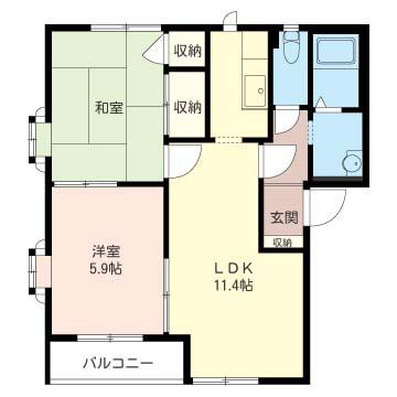 ファミールミカサ(2LDK/1階)の間取り写真