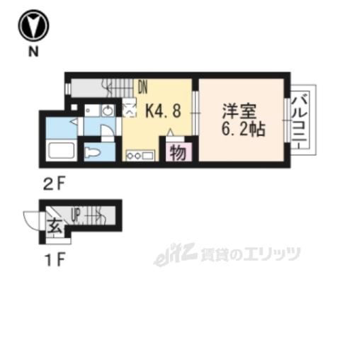 ロハスK(1DK/2階)の間取り写真