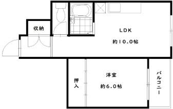 エバーグリーン(1LDK/2階)の間取り写真