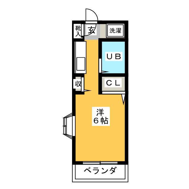 シャロンローズ(ワンルーム/2階)の間取り写真