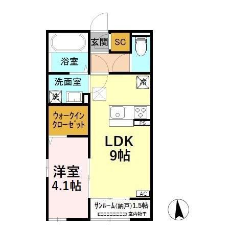 上越新幹線 長岡駅 徒歩22分 2階建 築7年(1LDK/2階)の間取り写真