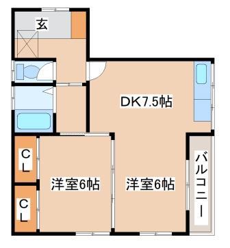ダイヤハイツ板宿(1LDK/2階)の間取り写真