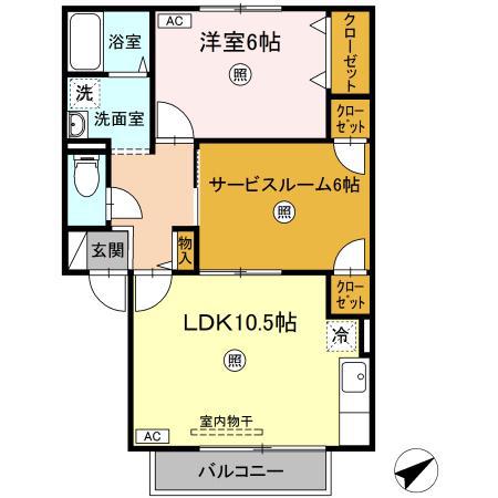 TMKホープI M棟(1LDK/1階)の間取り写真
