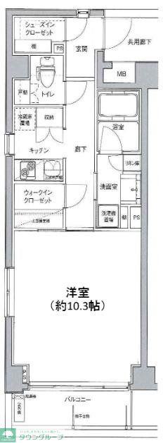 クリオ蒲田II(1K/6階)の間取り写真