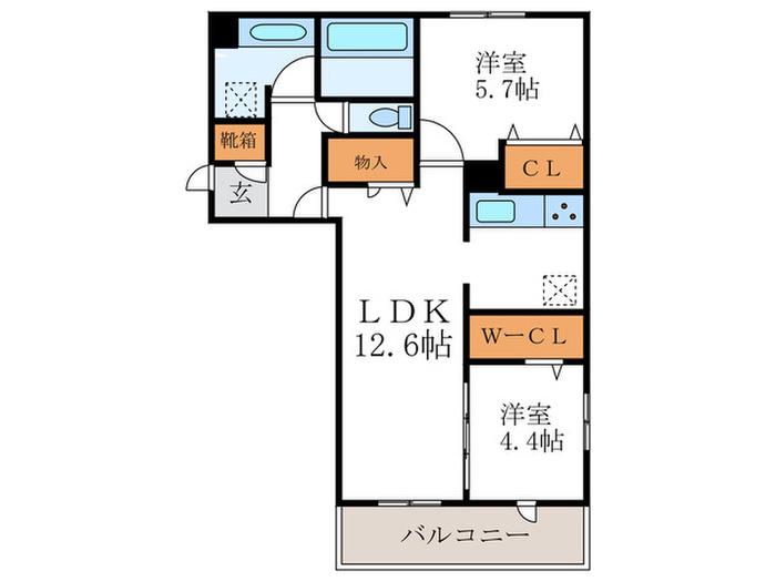 プルミエール上賀茂(2LDK/3階)の間取り写真