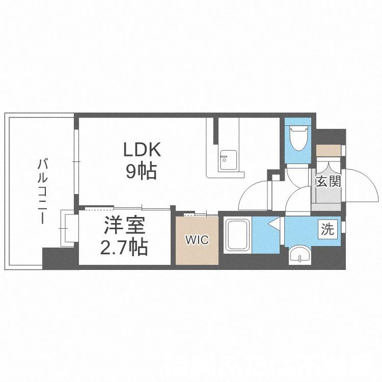エンクレスト空港通(1LDK/8階)の間取り写真