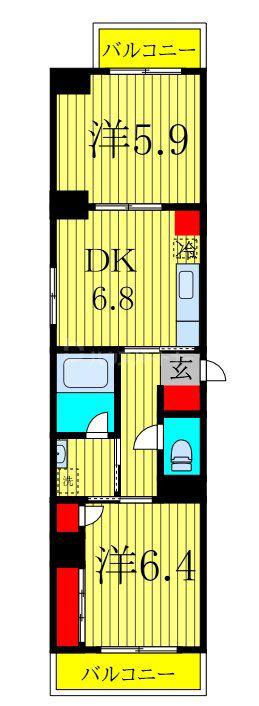 すずらん館(2DK/8階)の間取り写真