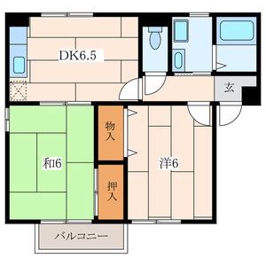 ガーデンモール(2DK/1階)の間取り写真