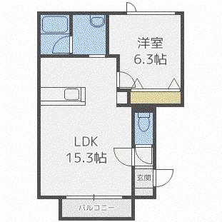 シェーン(1LDK/3階)の間取り写真