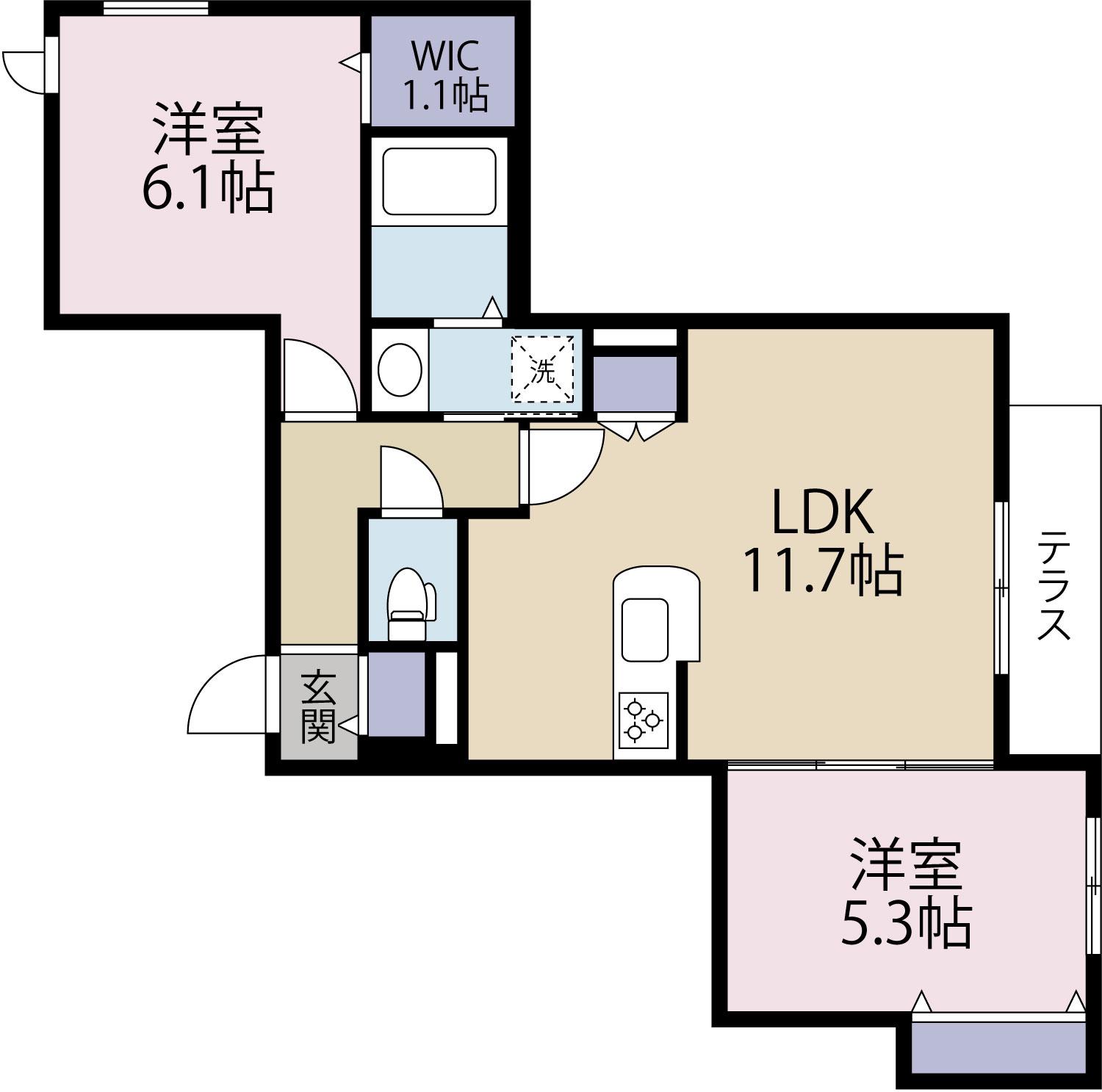 プレアデス多摩川2(2LDK/1階)の間取り写真