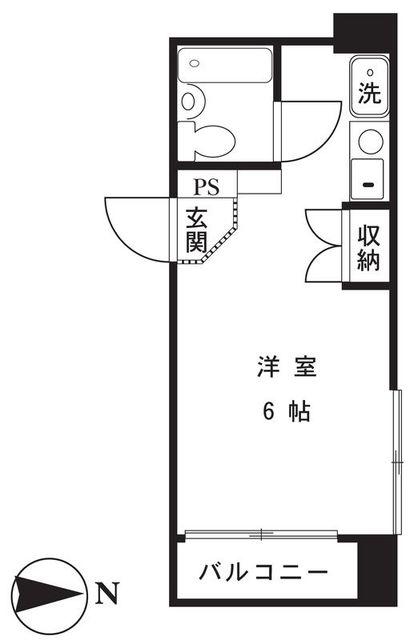 ハーブハイム(ワンルーム/4階)の間取り写真