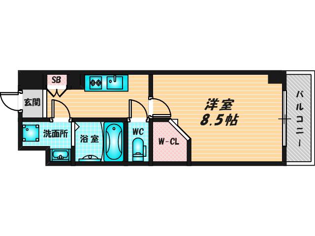 JPレジデンス大阪城東4(1K/4階)の間取り写真