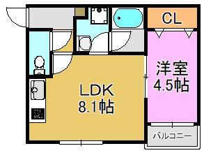 SHOW DO 放出(1LDK/3階)の間取り写真