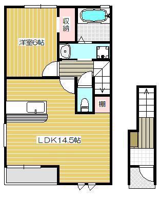 グランヴィア(1LDK/2階)の間取り写真