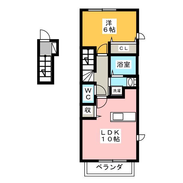 ジェントリー江南(1LDK/2階)の間取り写真