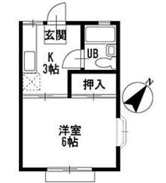 ファミールK(1K/2階)の間取り写真