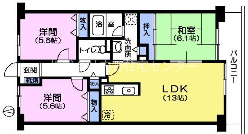 HILL TOP KOUYAMA(3LDK/3階)の間取り写真
