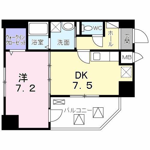 セントラル ヒルズ(1DK/6階)の間取り写真