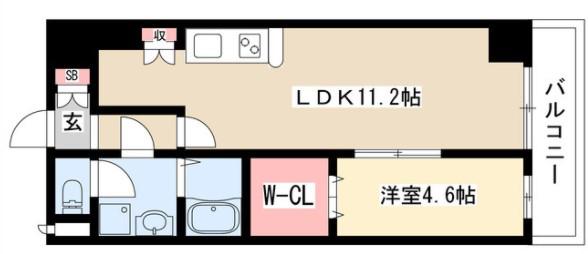 フォレシティ新栄(1LDK/10階)の間取り写真