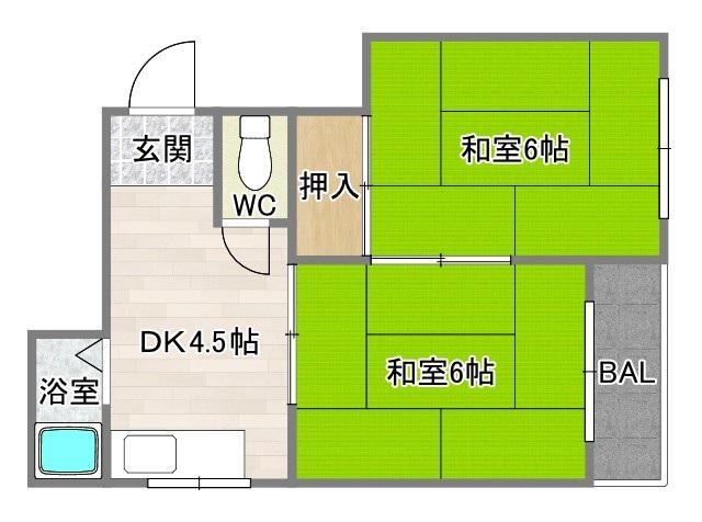 ロイヤル今川(2DK/1階)の間取り写真