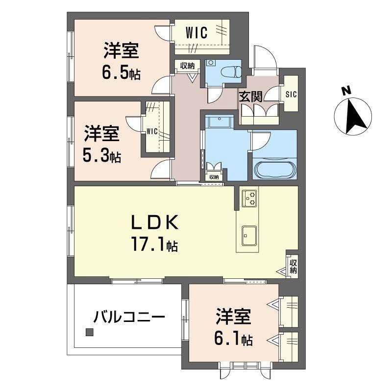 CELFENA 宝塚・川面 HAUTDEGAMME(3LDK/2階)の間取り写真