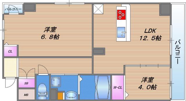 リアライズ小路駅前(2LDK/2階)の間取り写真