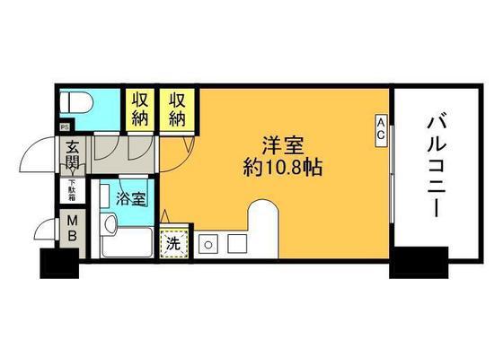 アーバンビュー倉敷カレッジコート(ワンルーム/2階)の間取り写真