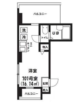 VILLA DES ROS SEES(ワンルーム/7階)の間取り写真