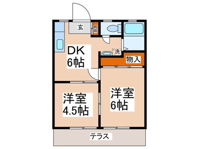 センチュリーピラ(2DK/1階)の間取り写真
