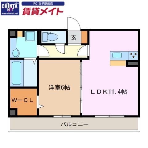 伊勢鉄道 玉垣駅 徒歩22分 3階建 築9年(1LDK/3階)の間取り写真