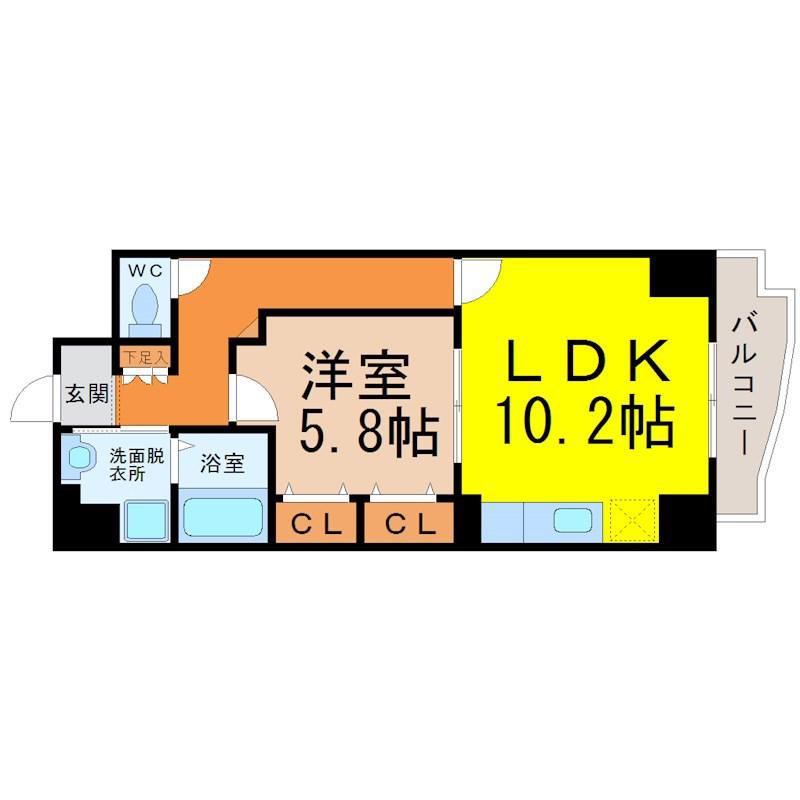 プラシードY´S(1LDK/4階)の間取り写真