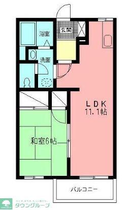 ロワール上河内Ⅱ(1LDK/2階)の間取り写真