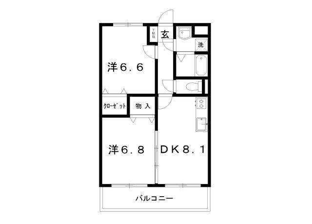 マリベールLIEN(2DK/2階)の間取り写真